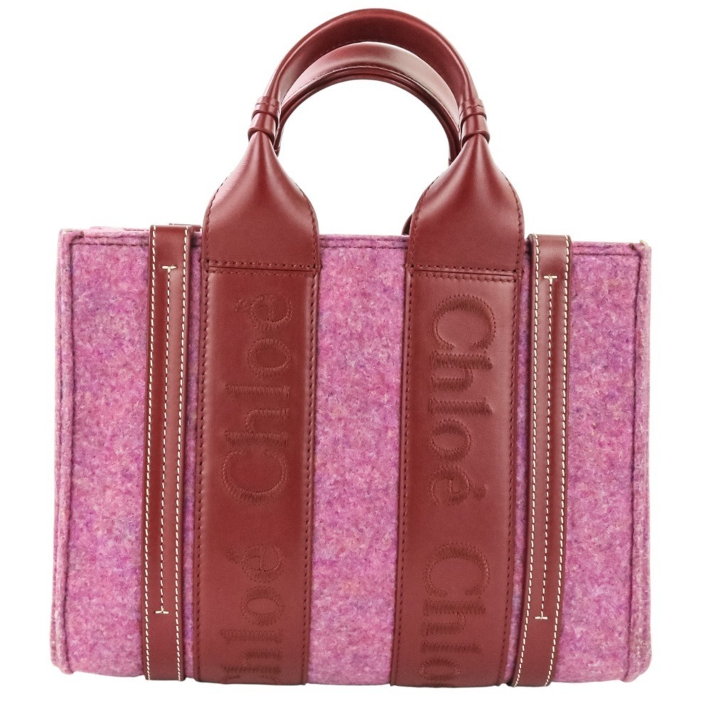Chloé Chloe Woody Small Felt Leather Shoulder Bag 04225765-8 Red Women's